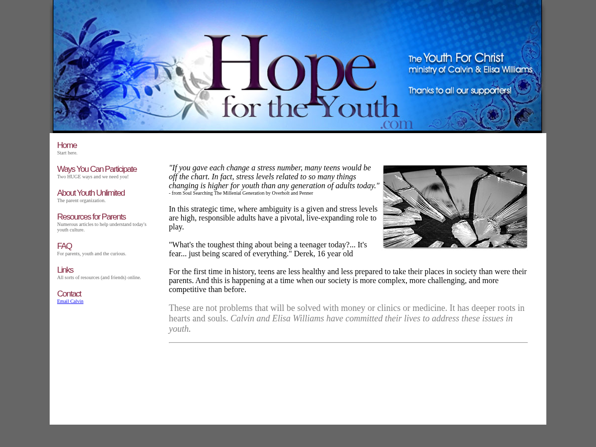 hopefortheyouth.com website
